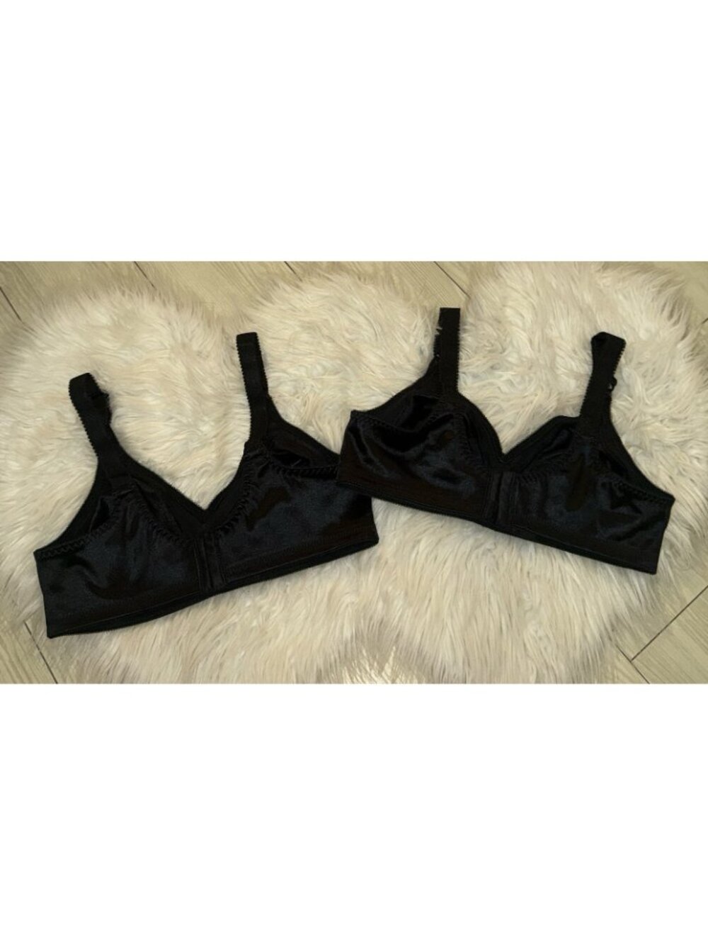 2 Vtg Bali 3820 Flexible Support Full Coverage Bras Satin WF Womens 36C Black - Picture 3 of 5